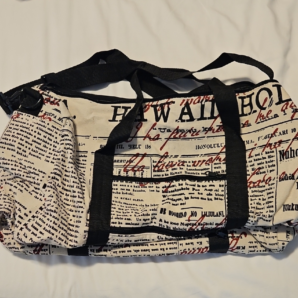 Newspaper Print Duffle Bag